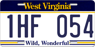 WV license plate 1HF054