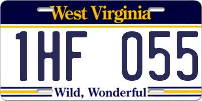WV license plate 1HF055