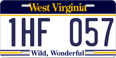 WV license plate 1HF057