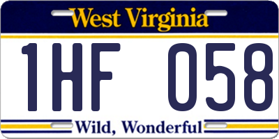 WV license plate 1HF058