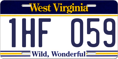 WV license plate 1HF059