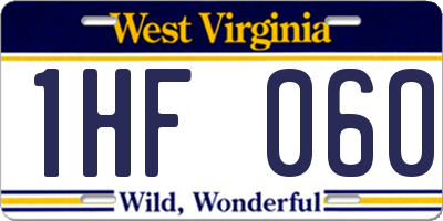 WV license plate 1HF060
