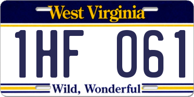 WV license plate 1HF061