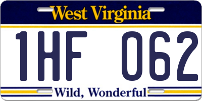 WV license plate 1HF062