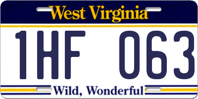 WV license plate 1HF063