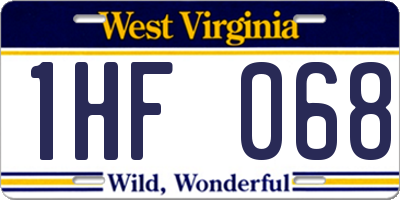 WV license plate 1HF068