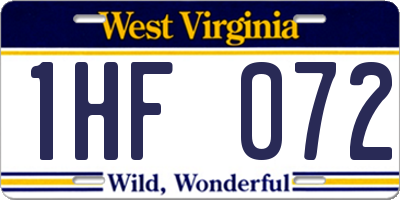 WV license plate 1HF072