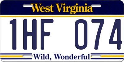 WV license plate 1HF074