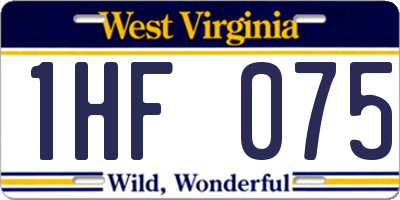 WV license plate 1HF075