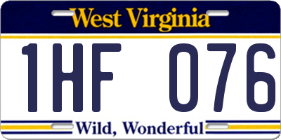 WV license plate 1HF076