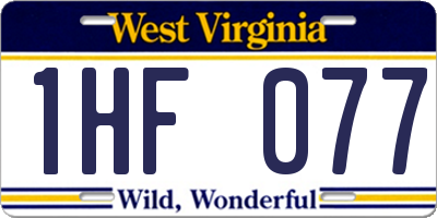 WV license plate 1HF077