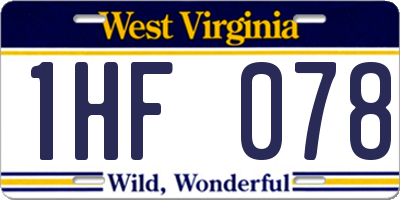 WV license plate 1HF078
