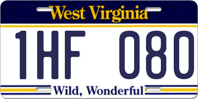 WV license plate 1HF080