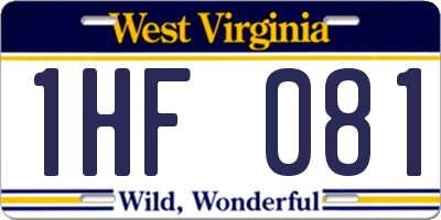 WV license plate 1HF081