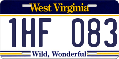 WV license plate 1HF083