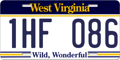 WV license plate 1HF086