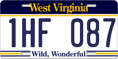 WV license plate 1HF087