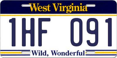 WV license plate 1HF091