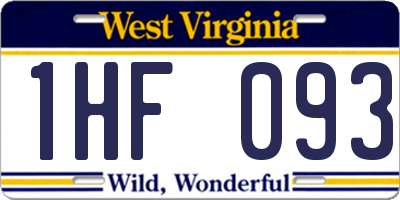 WV license plate 1HF093