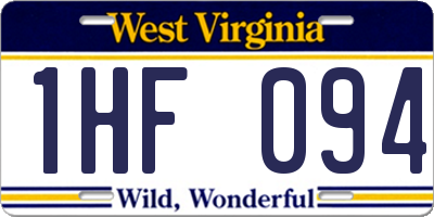 WV license plate 1HF094