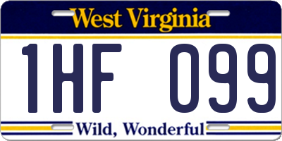 WV license plate 1HF099
