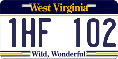 WV license plate 1HF102