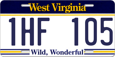 WV license plate 1HF105