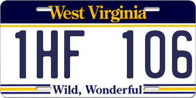 WV license plate 1HF106