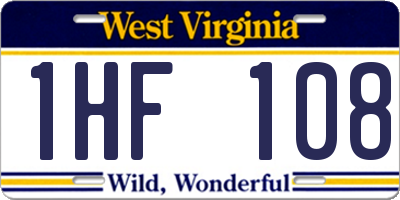 WV license plate 1HF108
