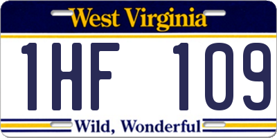 WV license plate 1HF109