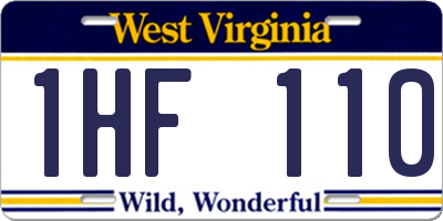 WV license plate 1HF110