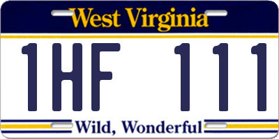WV license plate 1HF111
