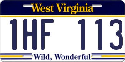 WV license plate 1HF113