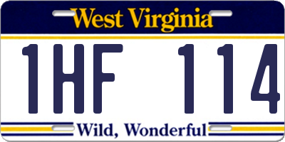 WV license plate 1HF114
