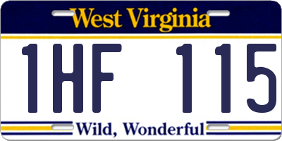 WV license plate 1HF115