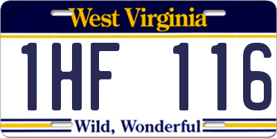 WV license plate 1HF116