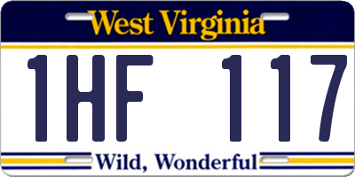 WV license plate 1HF117
