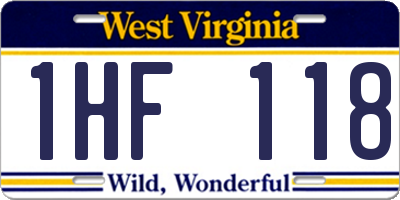 WV license plate 1HF118