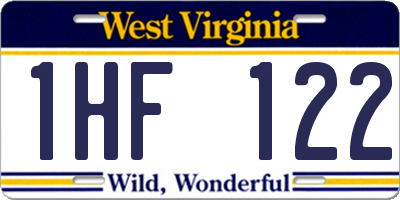 WV license plate 1HF122