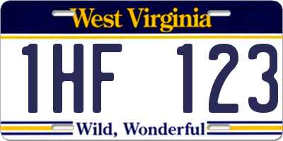 WV license plate 1HF123