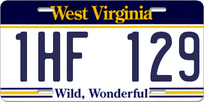 WV license plate 1HF129