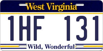 WV license plate 1HF131