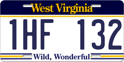 WV license plate 1HF132