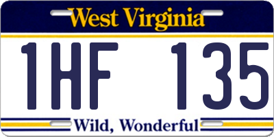 WV license plate 1HF135