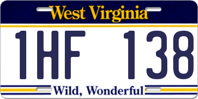 WV license plate 1HF138
