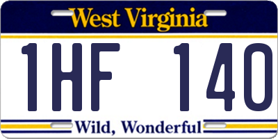 WV license plate 1HF140