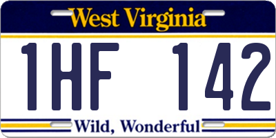 WV license plate 1HF142