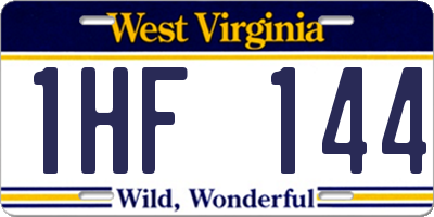 WV license plate 1HF144