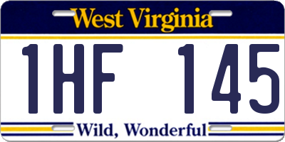 WV license plate 1HF145