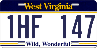 WV license plate 1HF147